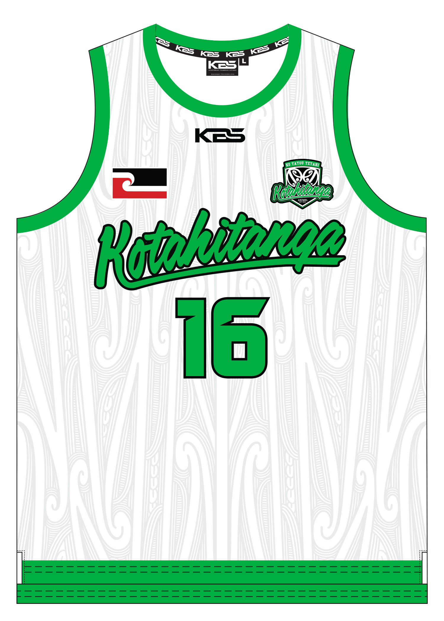 Kotahitanga Maori Rugby League - Sublimated Basketball Singlet - White
