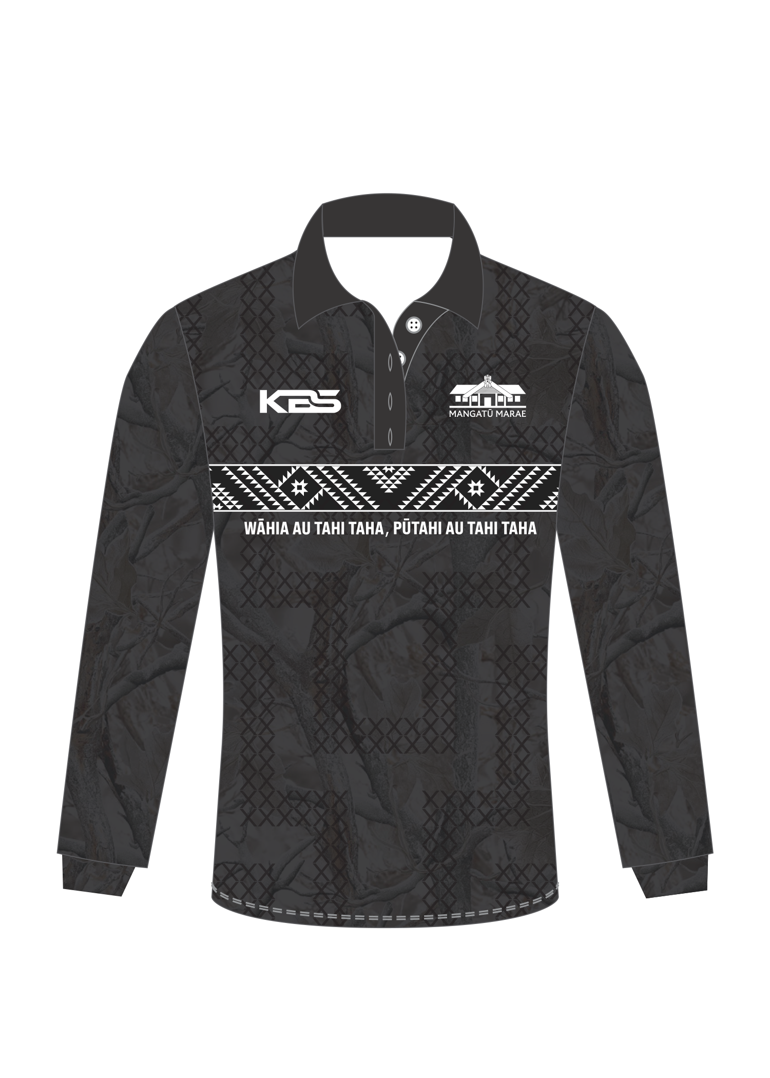 Mangatū Marae - Long Sleeve Polo (Grey)