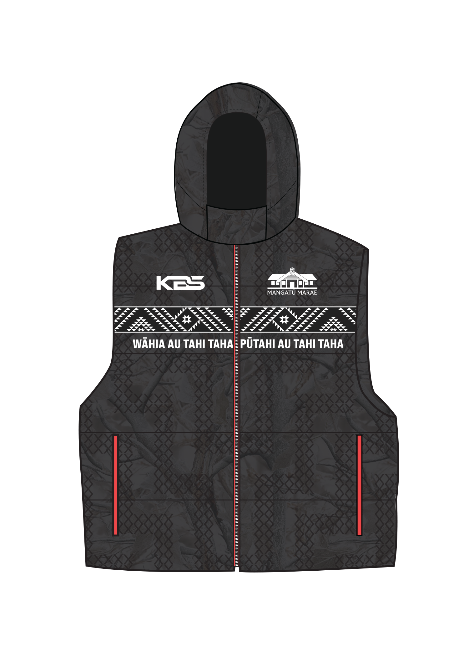 Mangatū Marae - Puffer Vest (Grey)